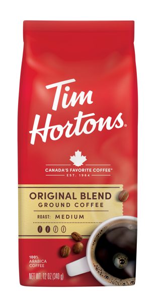 Tim Hortons Original Blend Ground Coffee, 100% Arabica Medium Roast, 12 oz Bag