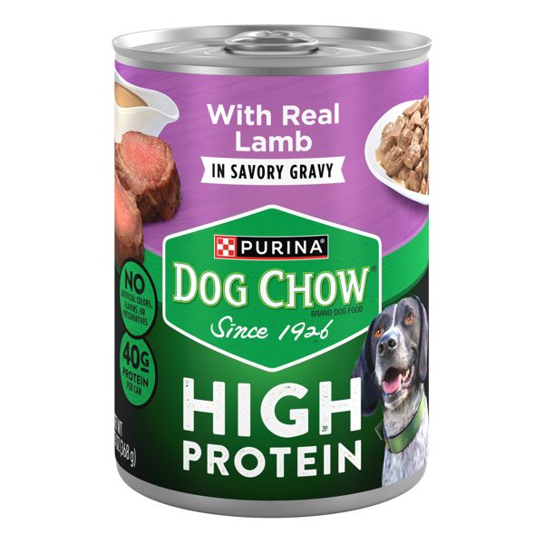 Purina Dog Chow Wet Dog Food, High Protein Real Lamb in Gravy, 13 oz Can