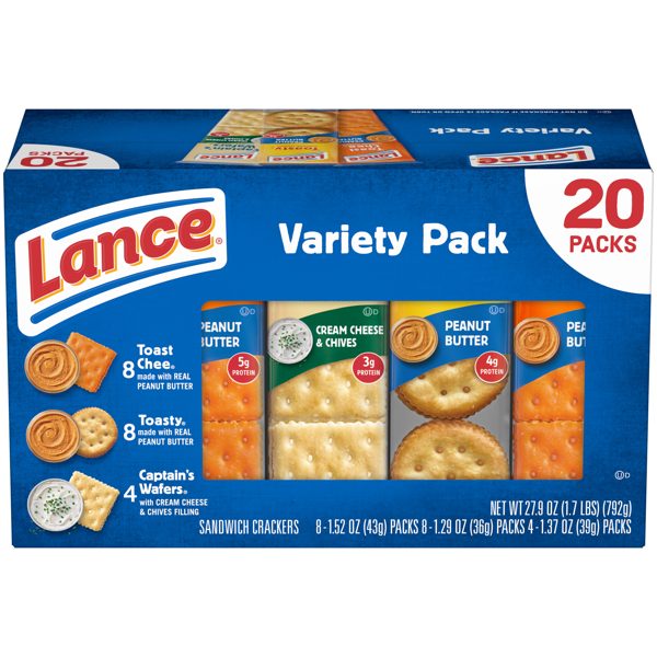 Lance Assorted Sandwich Crackers, 20 Pack Variety Pack