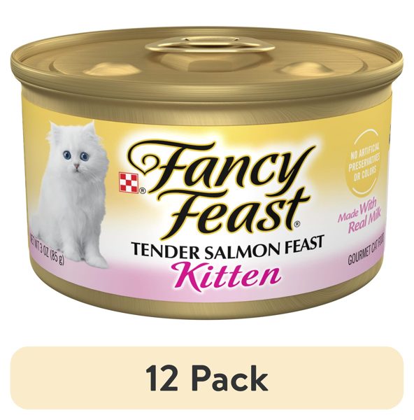 (12 pack) Purina Fancy Feast Kitten Food, Wet Cat Food, Salmon & Milk, 3 oz Can