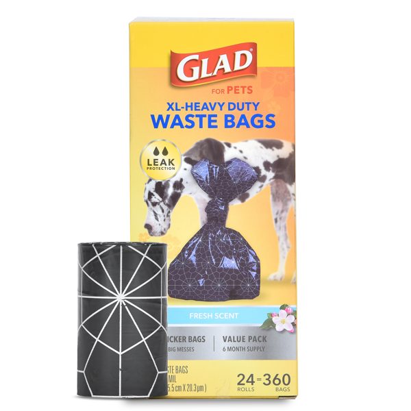 Glad Extra Large, Heavy Duty Scented Dog Waste Bags Value Pack - 360 Count