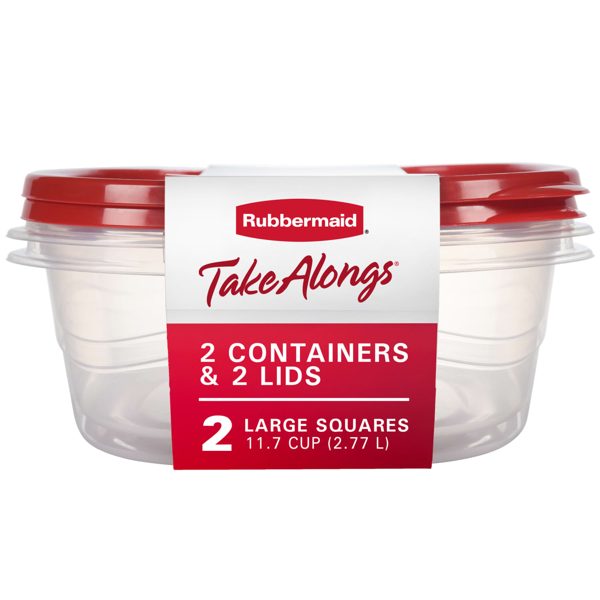 Rubbermaid TakeAlongs 11.7 Cup Food Storage Containers, Set of 2, Red
