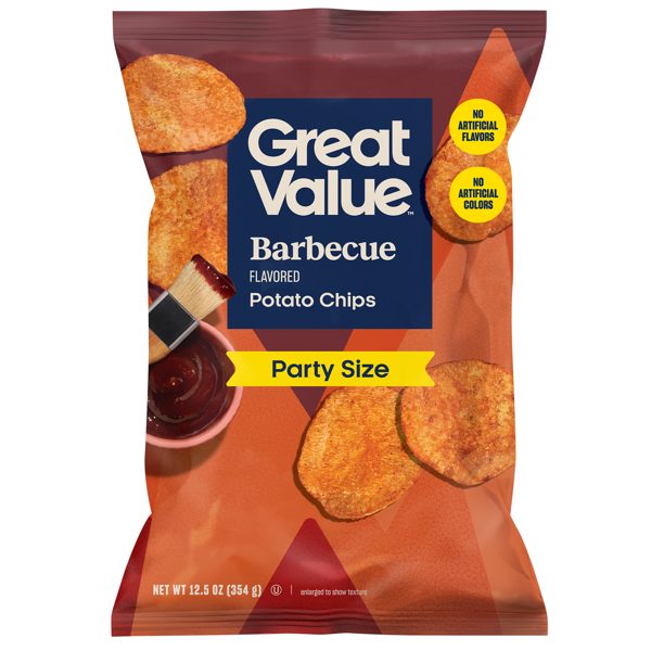 Great Value Barbecue Potato Chips Party Size, 12.5 oz Bag