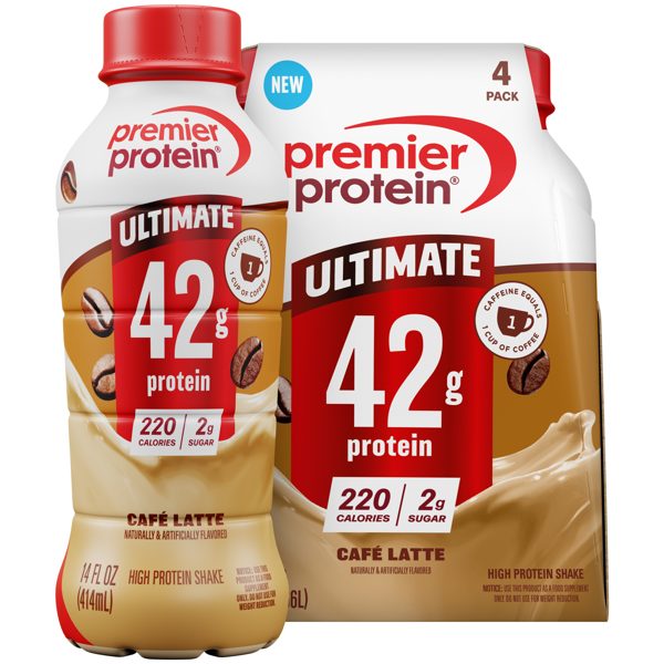 Premier Protein, Ultimate 42g Protein Shake, Café Latte, 14 Fl Oz, 4 Ct