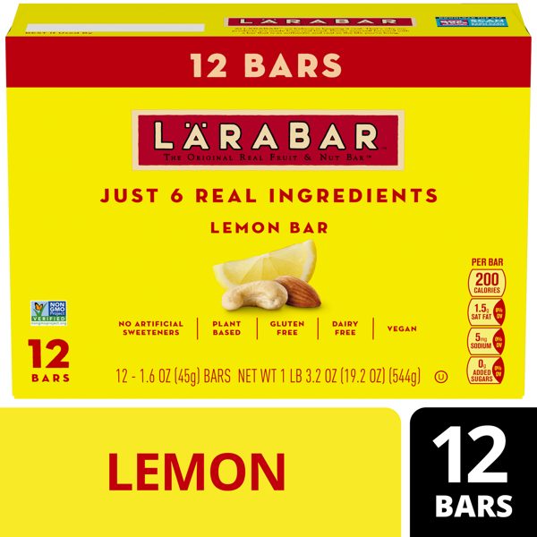 Larabar Lemon Bar Fruit and Nut Bars, Gluten Free and Vegan, 19.2 oz, 12 Count