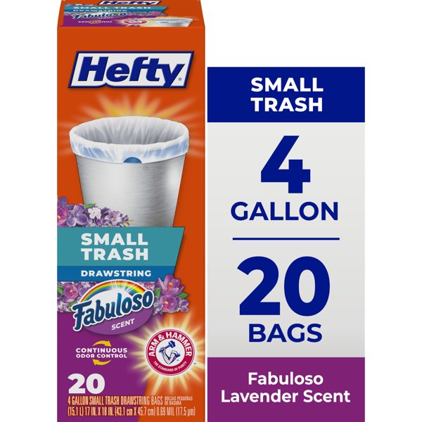 Hefty Small Trash Bags, Fabuloso Scent, 4 Gallon, 20 Count