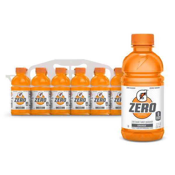 Gatorade Zero Sugar Electrolyte Sports Drink, Orange, 12 fl oz, 12 Count Bottles​