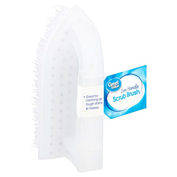 Great Value Iron Handle Multi-Purpose Cleaning Scrub Brush, White, 1 Count