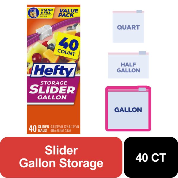 Hefty Slider Gallon Storage Bags, 40 Count