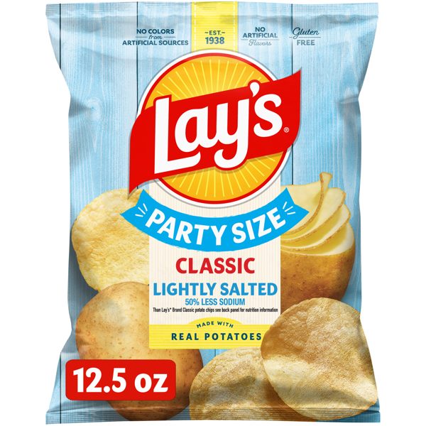 Lay's Potato Chips Lightly Salted Party Size 12.5 Ounce Bag