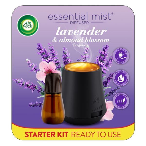 Air Wick Essential Mist Scented Oil Cordless Diffuser Starter Kit, Lavender & Almond Blossom