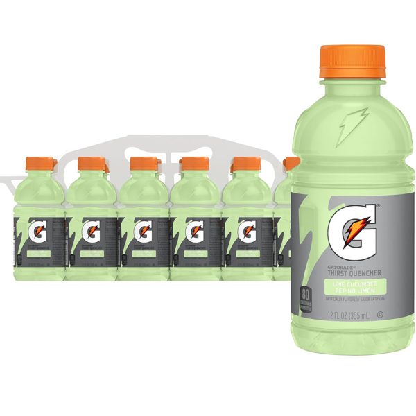 Gatorade Thirst Quencher Electrolyte Sports Drink, Lime Cucumber, 12 fl oz, 12 Count Bottles