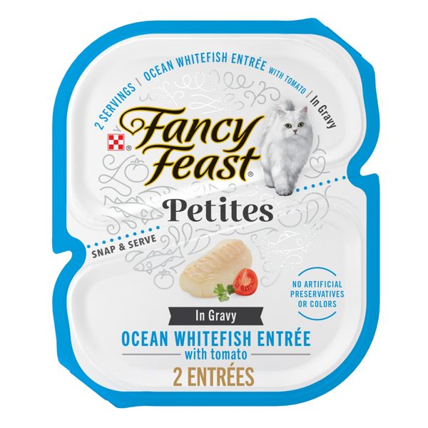 Purina Fancy Feast Petites Ocean Whitefish Entree in Gravy Pate Wet Cat Food, 2.8 oz Tubs, 12 Pack