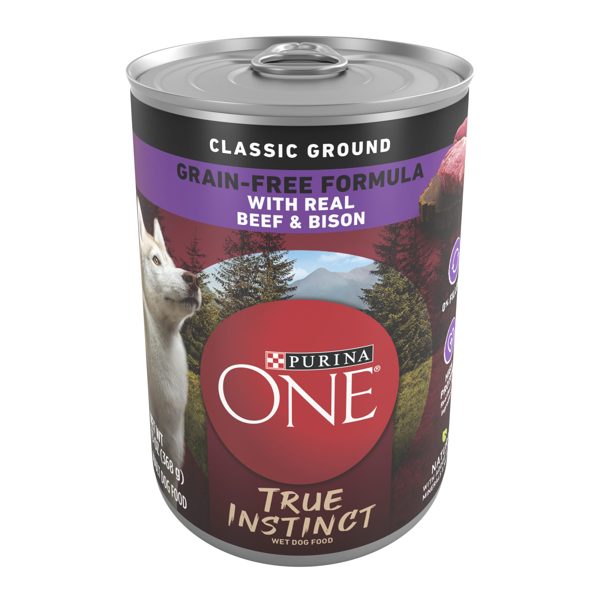 Purina ONE True Instinct Grain Free Wet Dog Food, High Protein Soft Beef & Bison, 13 oz can