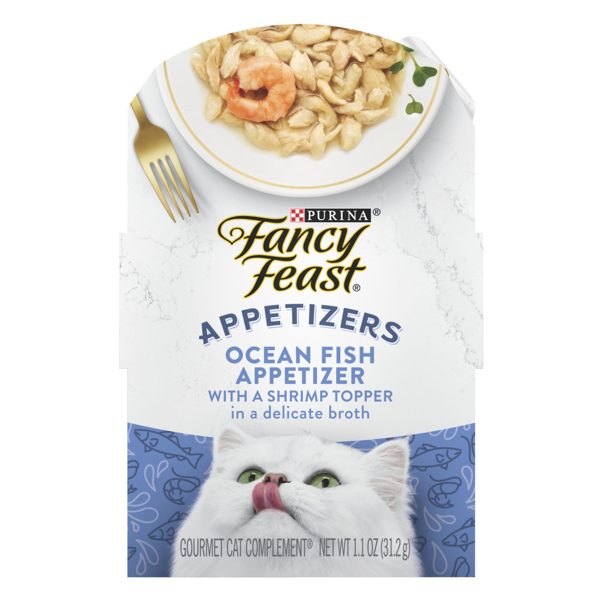 Purina Fancy Feast Appetizers Wet Cat Food, Oceanfish with Shrimp Topper, 1.1 oz Tray