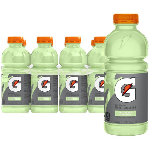 Gatorade Thirst Quencher Electrolyte Sports Drink, Lime Cucumber, 20 fl oz, 8 Count Bottle