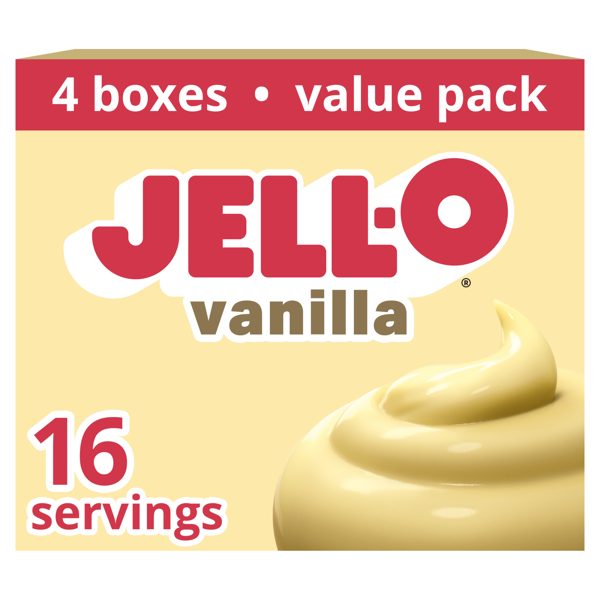 Jell-O Vanilla Instant Pudding & Pie Filling Mix Value Pack, 4 Count Pack, 3.4 oz Boxes