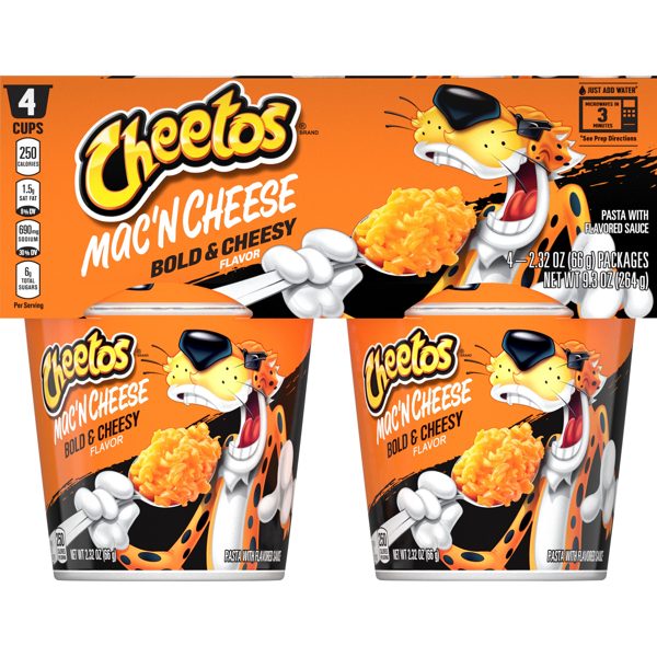 Cheetos Mac'N Cheese Pasta with Flavored Sauce Bold and Cheesy Flavor, 2.32 oz, 4 Count