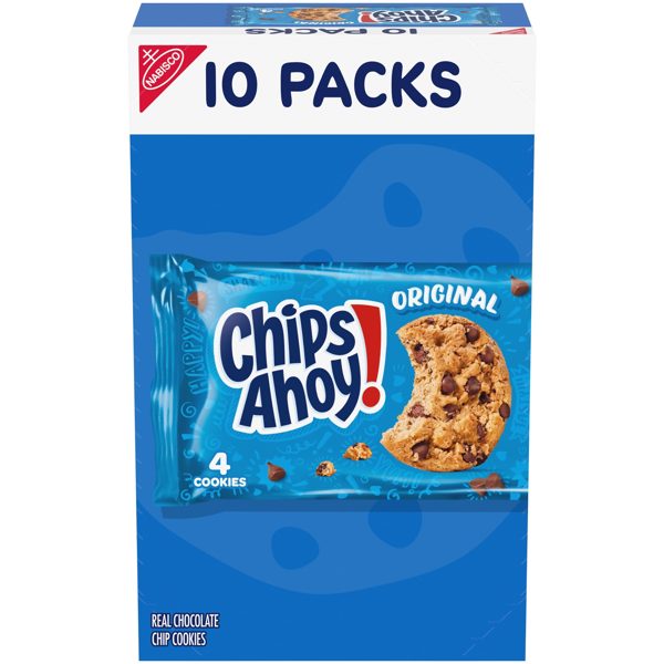 CHIPS AHOY! Original Chocolate Chip Cookies, 10 Snack Packs (4 Cookies Per Pack)