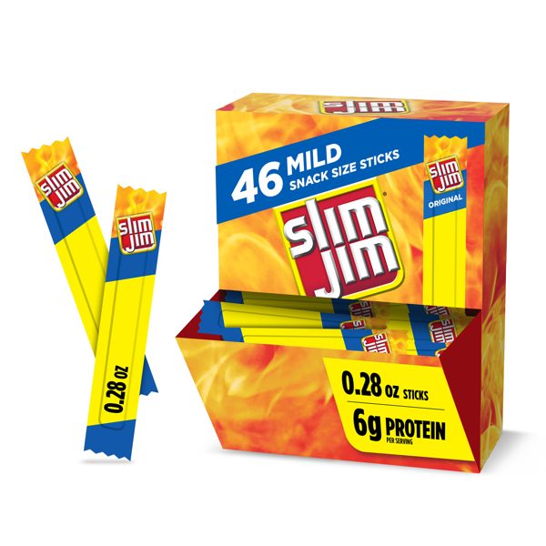 Slim Jim Smoked Jerky Meat Snack Sticks, Mild Flavor, 6g Protein Per Serving, Halloween Snacks, 0.28 oz. (46-Count)