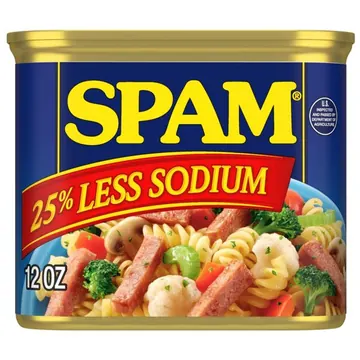 SPAM 25% Less Sodium, Canned Meats, 7 g Protein, Shelf-Stable, 12 oz Aluminum Can