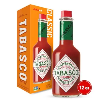 Tabasco Original Red Pepper Sauce, 12 fl oz, Regular Glass Hot Sauce Bottle, Gluten Free