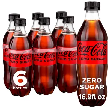 Coca-Cola Zero Sugar Soda Pop Bottles, 16.9 fl oz, 6 Pack