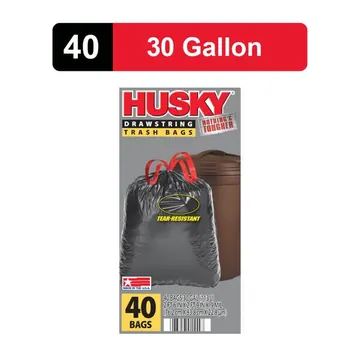 Husky 30 Gallon Large Trash Bags, 40 Bags