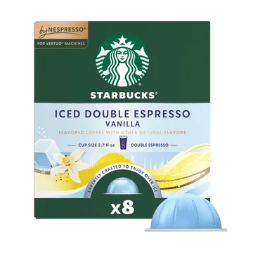Starbucks by Nespresso Vertuo, Iced Double Espresso Vanilla Flavored Coffee, 8 Pods