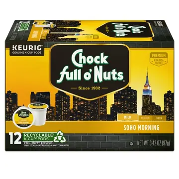 Chock full o’Nuts® SoHo Morning Roast Coffee, Single Serve Keurig® K-Cup® Pods, Mild Roast Coffee, 12-Count Box