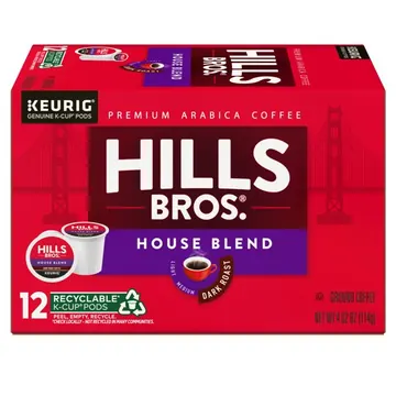 Hills Bros. 100% Arabica House Blend Dark Roast K-Cup® Coffee Pods, 12-Count Box