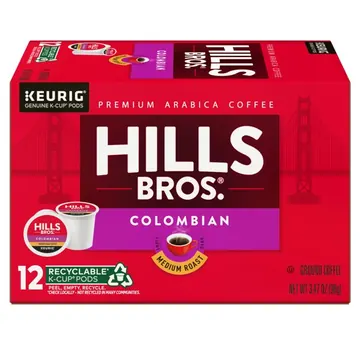 Hills Bros.100% Colombian Arabica Medium Roast, K-Cup® Coffee Pods, 12-Count Box