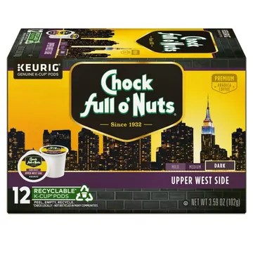 Chock full o’Nuts® Upper West Side Coffee, Single Serve Keurig® K-Cup® Pods, Dark Roast Coffee, 12-Count Box