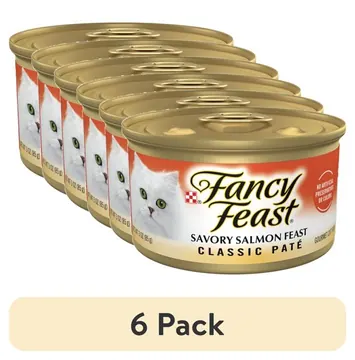 (6 pack) Purina Fancy Feast Savory Salmon Feast Classic Pate Wet Cat Food, 3 oz Can