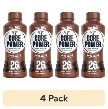 (4 pack) Core Power Protein Shake, Chocolate, 26g Bottle, 14 fl oz