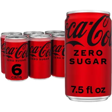 Coca-Cola Zero Sugar Soda Pop Mini Cans, 7.5 fl oz, 6 Pack