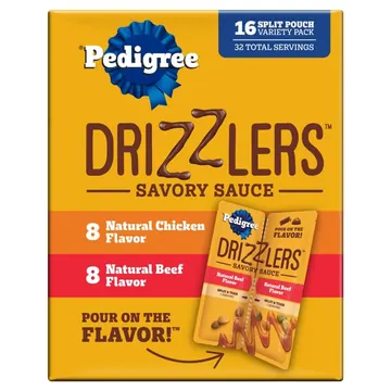 Pedigree Drizzlers Savory Sauce Multipack Wet Dog, 2.1 oz Twin Pouches, 16-Pack