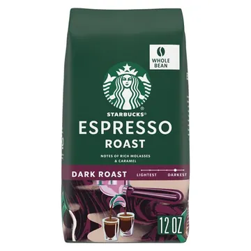 Starbucks Espresso Roast, Whole Coffee Beans, Dark Roast Hot or Iced Coffee, 12 oz