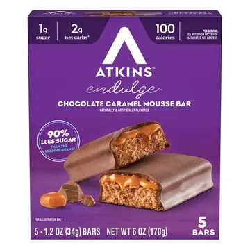 Atkins Endulge Treats, Chocolate Caramel Mousse Bar, Keto Friendly, 5 Count