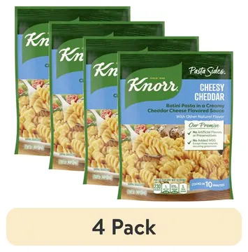 (4 pack) Knorr Pasta Sides Cheesy Cheddar Rotini Pasta Made with No Artificial Flavors, 4.3 Oz Pouch