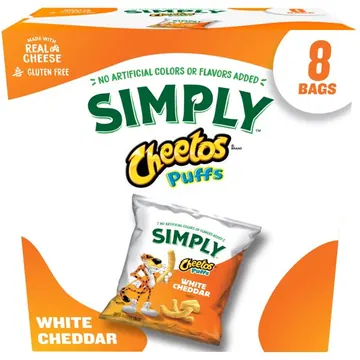 Cheetos Simply Puffs Cheese White Cheddar Flavored Snacks, 8 Count