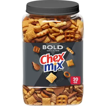 Chex Mix Bold Garlic and Herb Snack Mix, Salty Snacks Tub, 20 oz