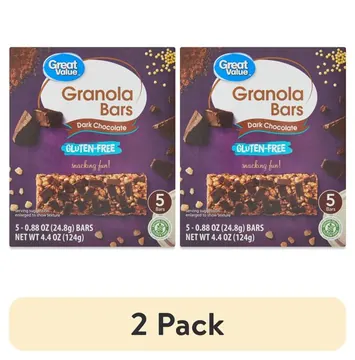 (2 pack) Great Value Gluten-Free Dark Chocolate Granola Bars, 4.4 oz, 5 Count Box