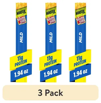 (3 pack) Slim Jim Monster Smoked Jerky Meat Sticks, Mild Flavor, 11g Protein Per Stick, 1.94 oz.