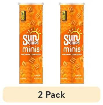 (2 pack) SunChips Minis, Harvest Cheddar Canister Snack Chips, 3.75 oz Canister