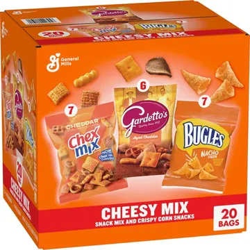 Cheesy Mix Variety Pack Snacks, Chex Mix, Bugles, Gardetto's, 20 Count, 28.875 oz