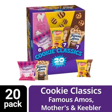 Assorted Cookie Classics Variety Pack - Mother’s Circus, Keebler Fudge Stripes & Famous Amos, 20 Pouch Box, 20 oz