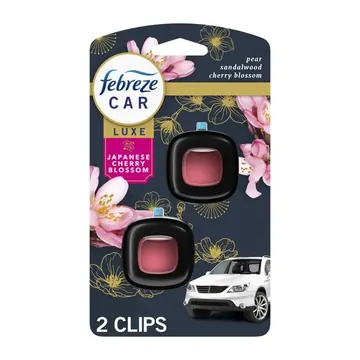 Febreze AUTO Car Freshener, Odor-Fighting Car Vent Clip, Japanese Cherry Blossom, 2 Count