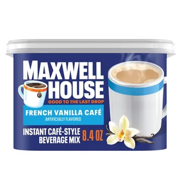 Maxwell House Instant Cafe-Style Beverage Mix, Easy to Prepare, 1 Canister, for Quick Morning Coffee or Afternoon Treat, French Vanilla Cafe, Kosher Dairy, 8.4 oz