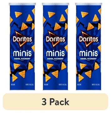 (3 pack) Doritos Minis Tortilla Chips Cool Ranch Flavored, 5.125 oz, Canister